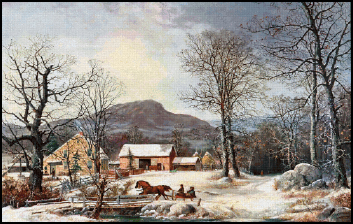 Winter in the Country: Sleighing on Sunday George Henry Durrie Cross Stitch Pattern