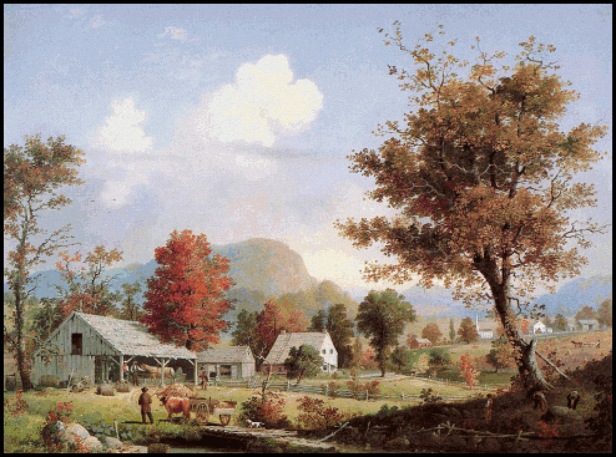 Autumn Cider Pressing George Henry Durrie Cross Stitch Pattern