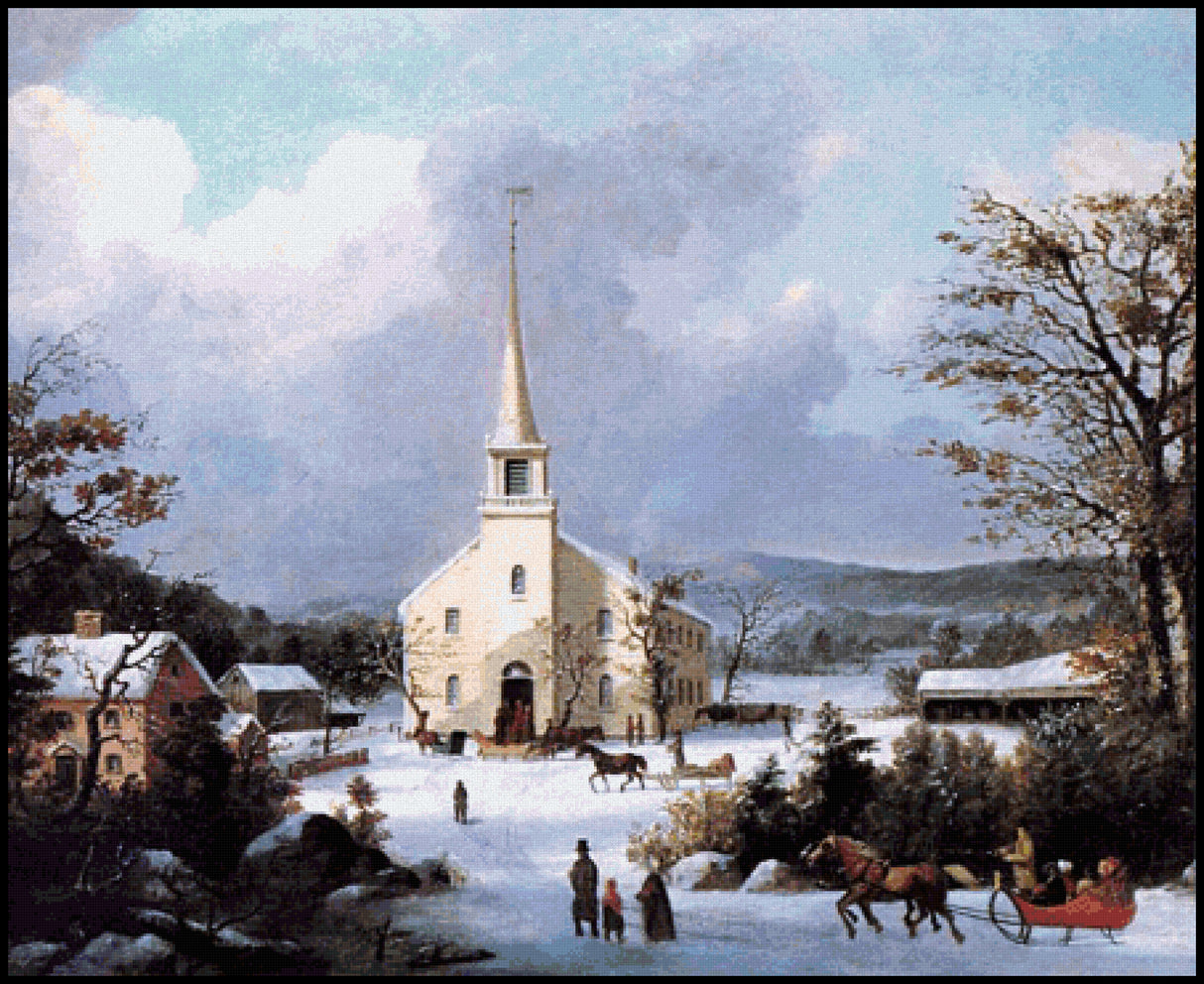 Going to Church George Henry Durrie Cross Stitch Pattern