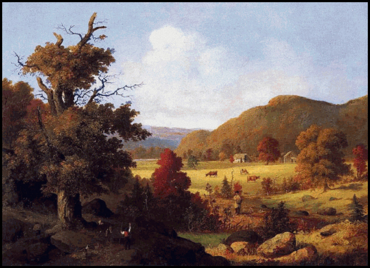 Woodland Glade in Autumn George Henry Durrie Cross Stitch Pattern