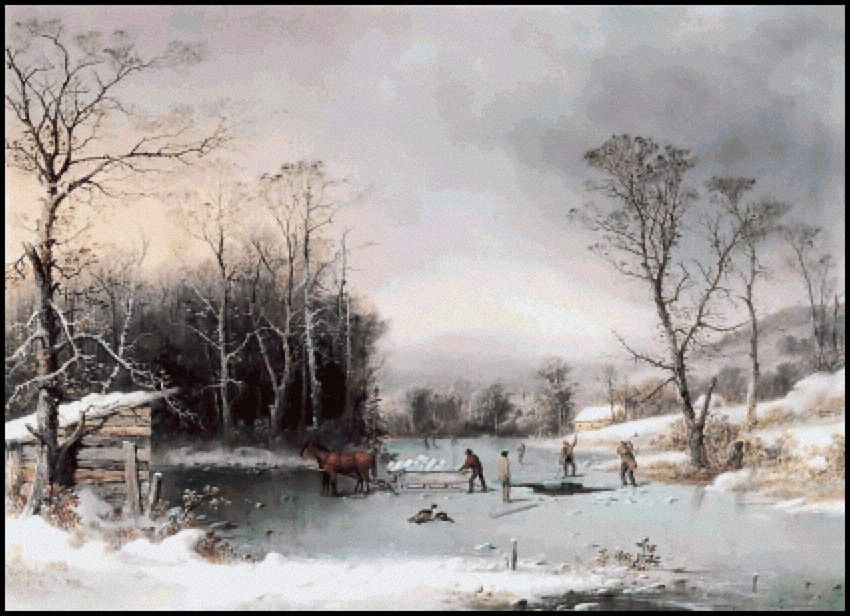 Winter in the Country: Getting Ice George Henry Durrie Cross Stitch Pattern