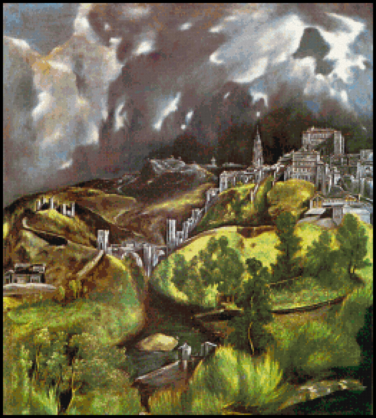 View of Toledo El Greco Cross Stitch Pattern
