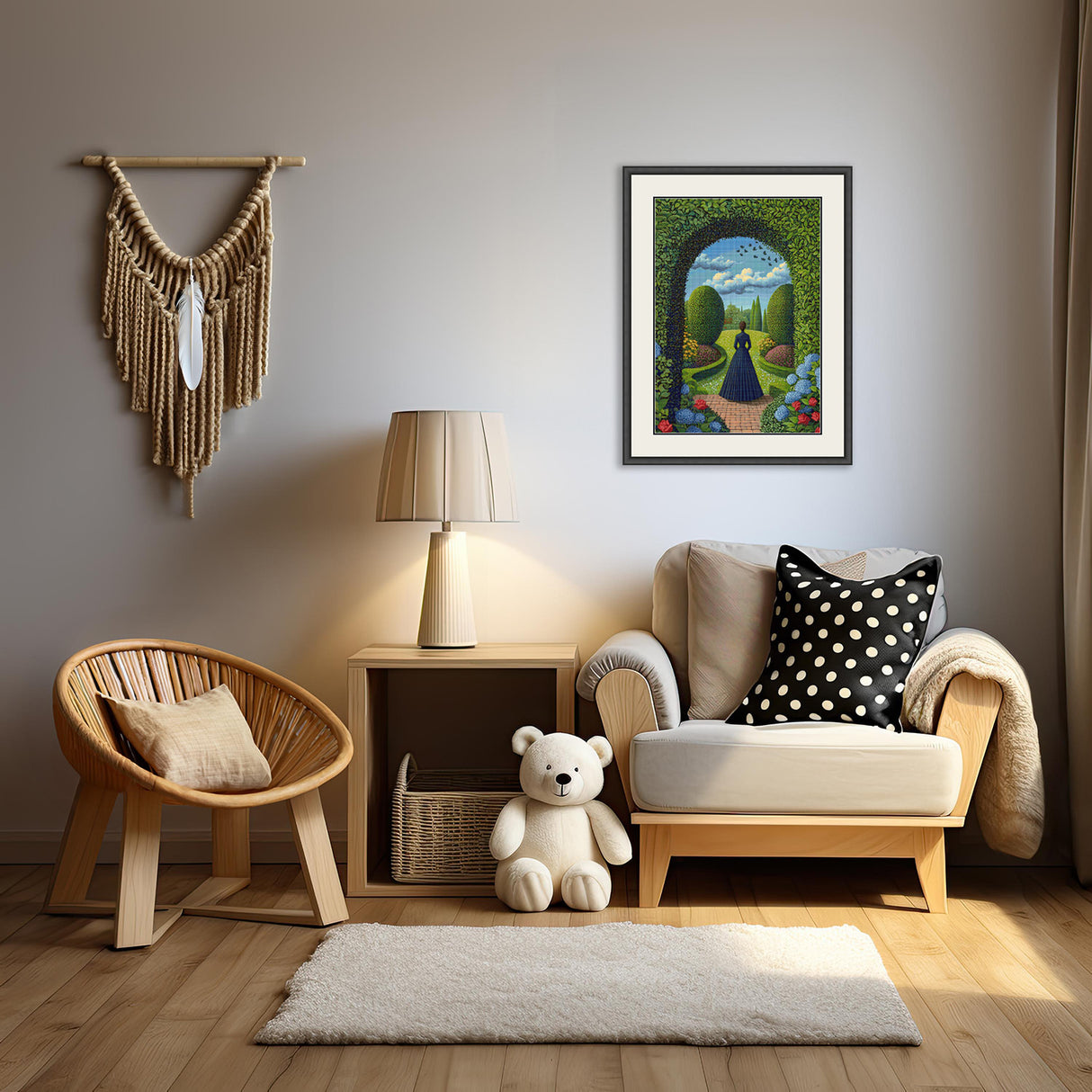 Elegant Woman in Secret Garden Cross Stitch Pattern