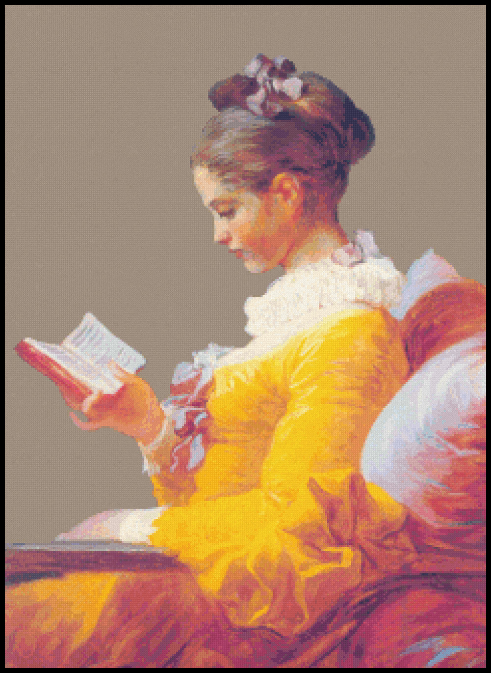 A Young Girl Reading (detail) Jean-Honore Fragonard Cross Stitch Pattern