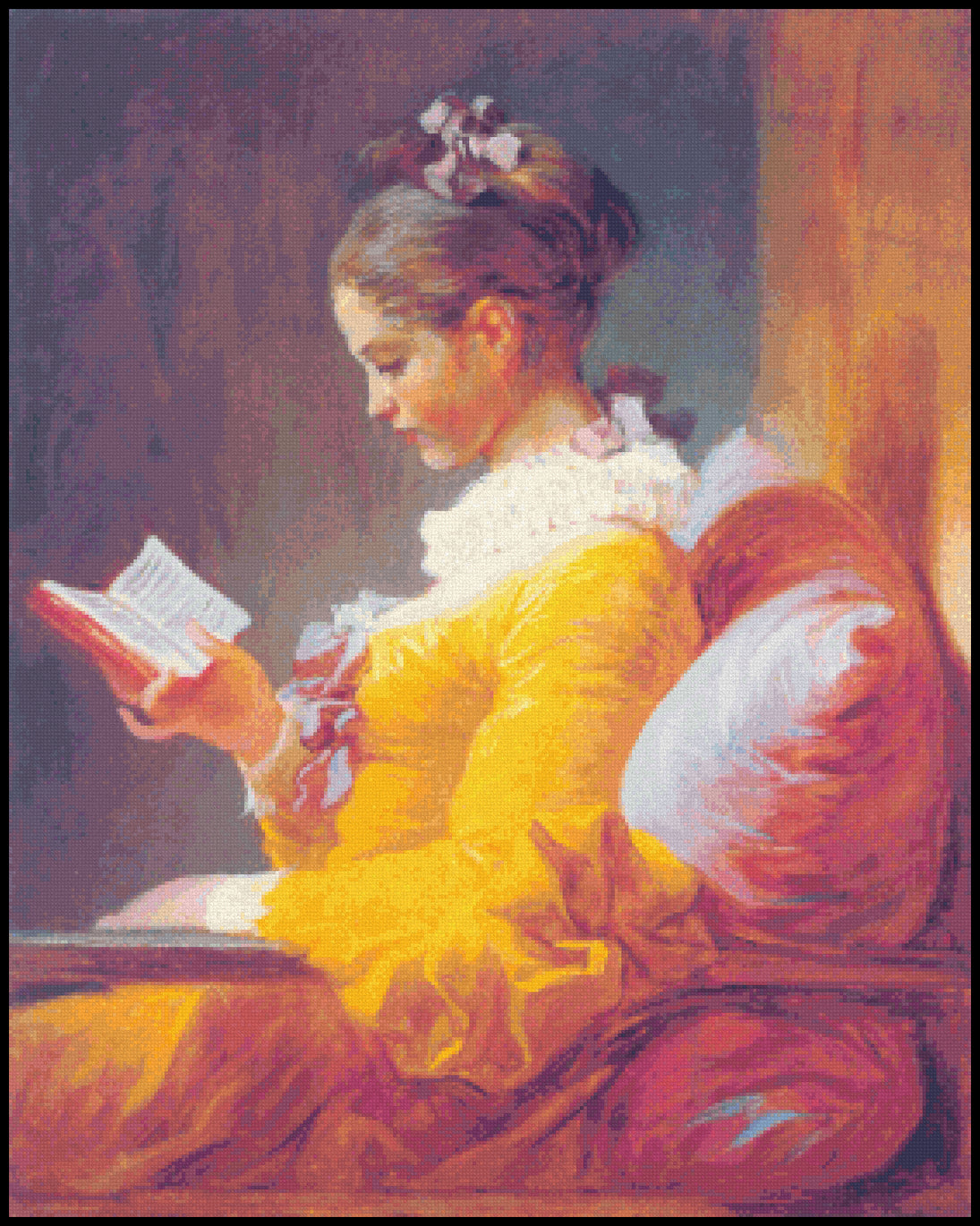 A Young Girl Reading Jean-Honore Fragonard Cross Stitch Pattern
