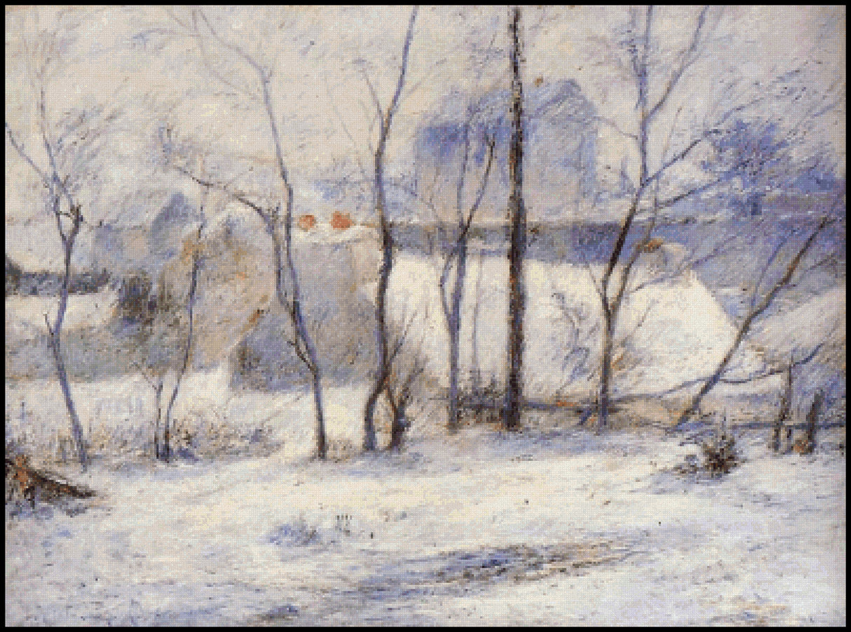 Winter Landscape Effect of Snow Paul Gauguin Cross Stitch Pattern