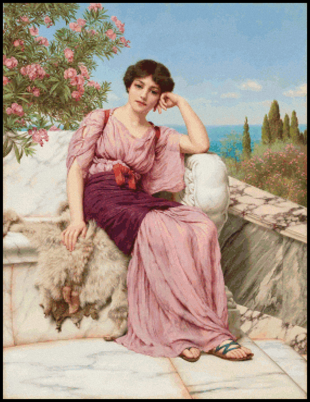 Sweet Dreams John William Godward Cross Stitch Pattern
