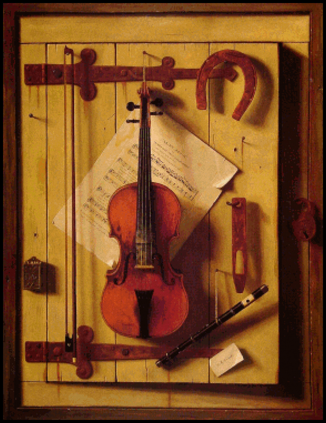 Still Life Violin and Music William Michael Harnett Cross Stitch Pattern