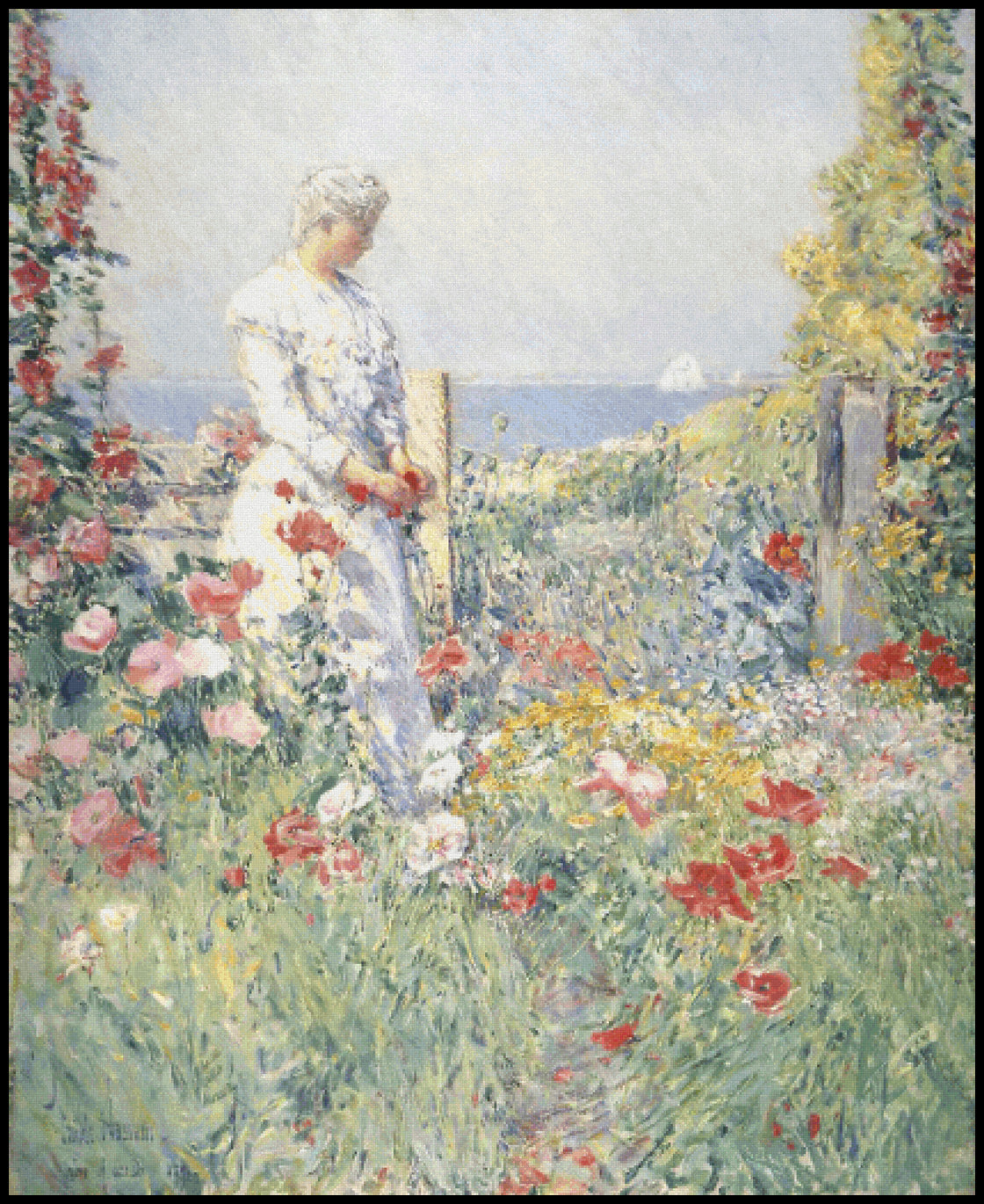 In the Garden Childe Hassam Cross Stitch Pattern