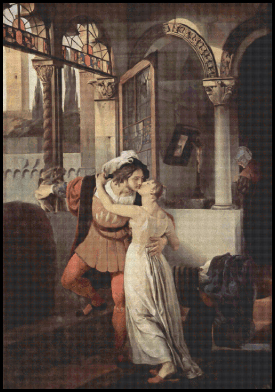 The Last Kiss of Romeo and Juliet Francesco Hayez Cross Stitch Pattern