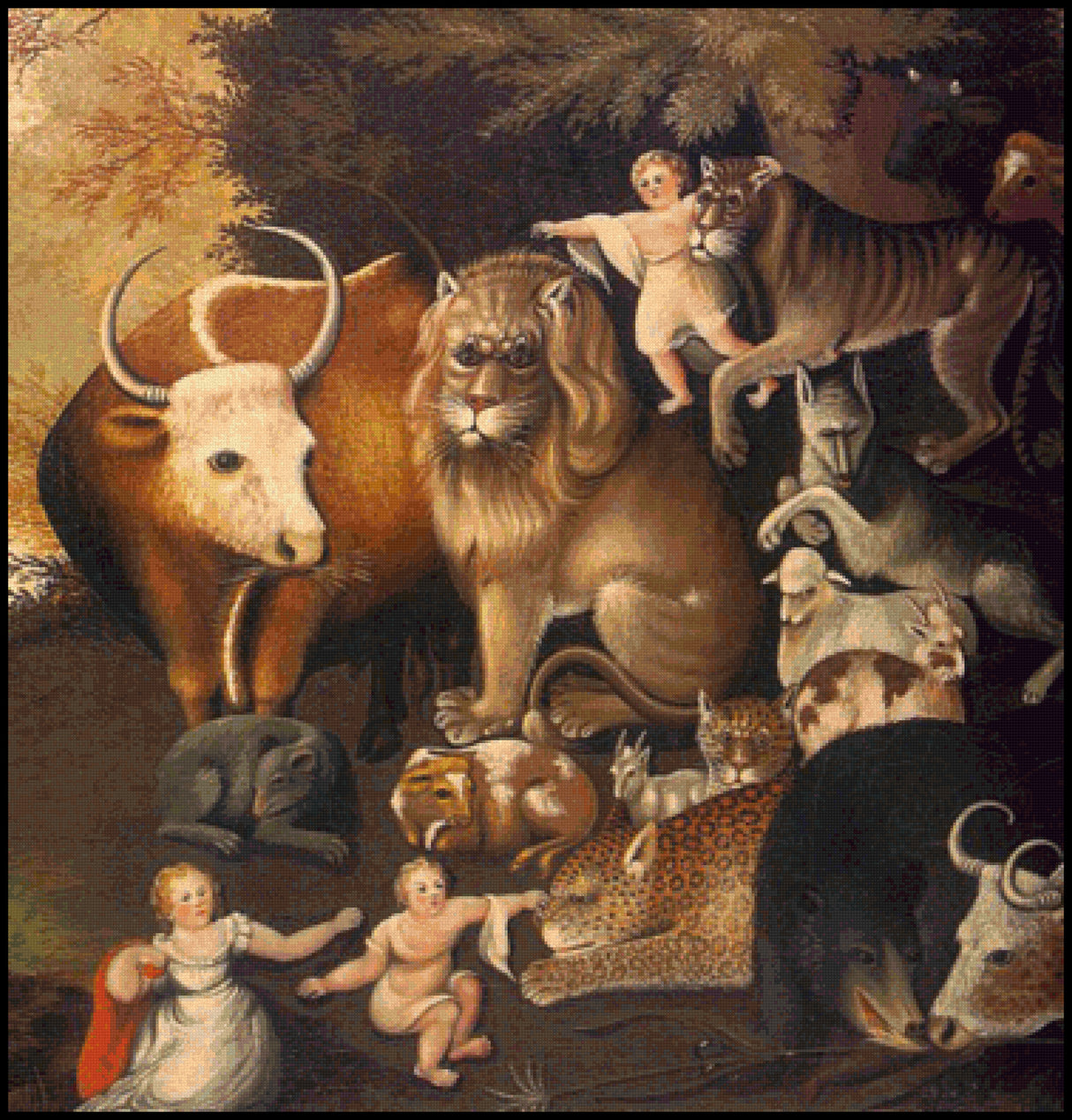 Peaceable Kingdom (detail) Edward Hicks Cross Stitch Pattern