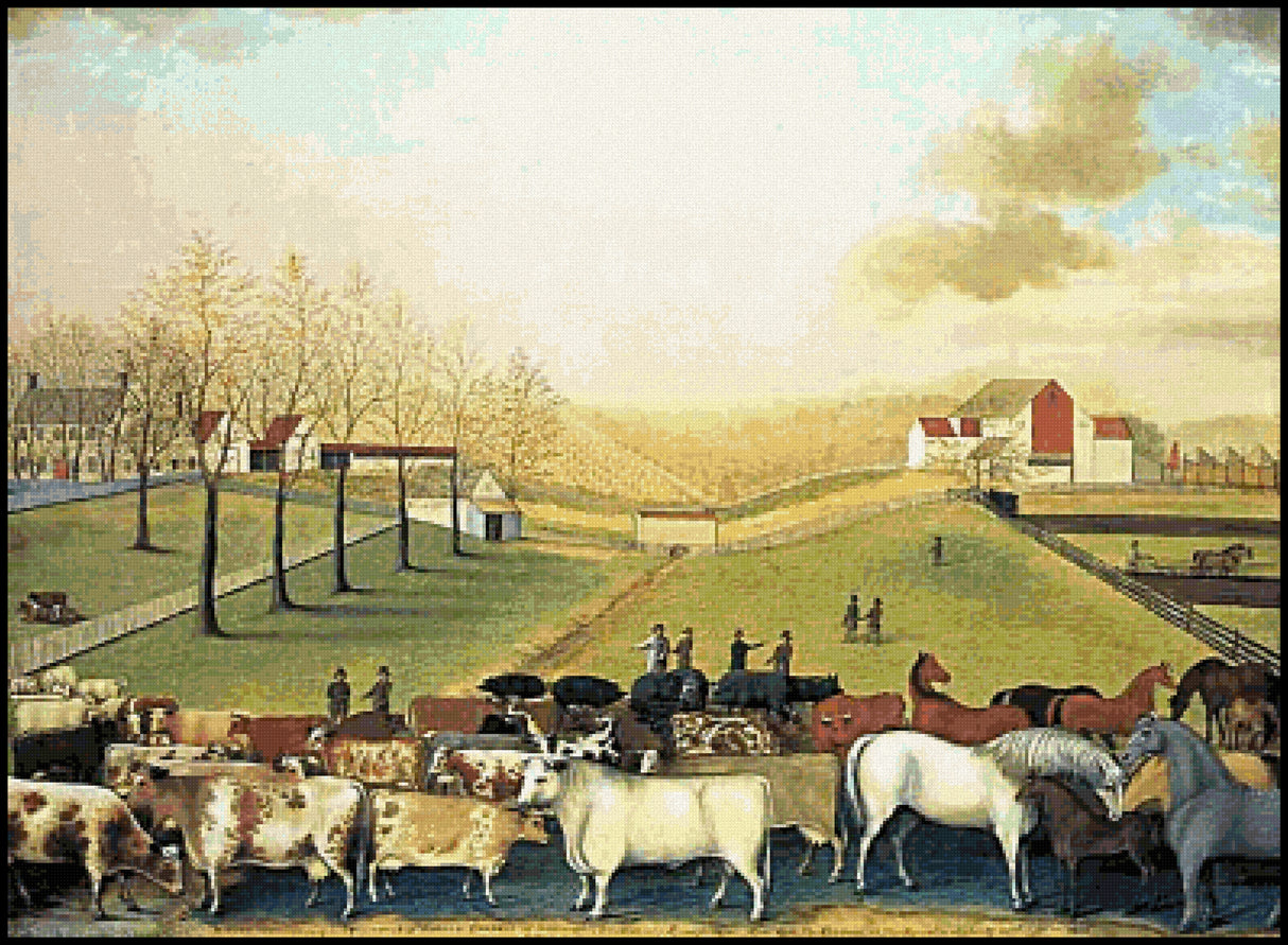 The Cornell Farm Edward Hicks Cross Stitch Pattern