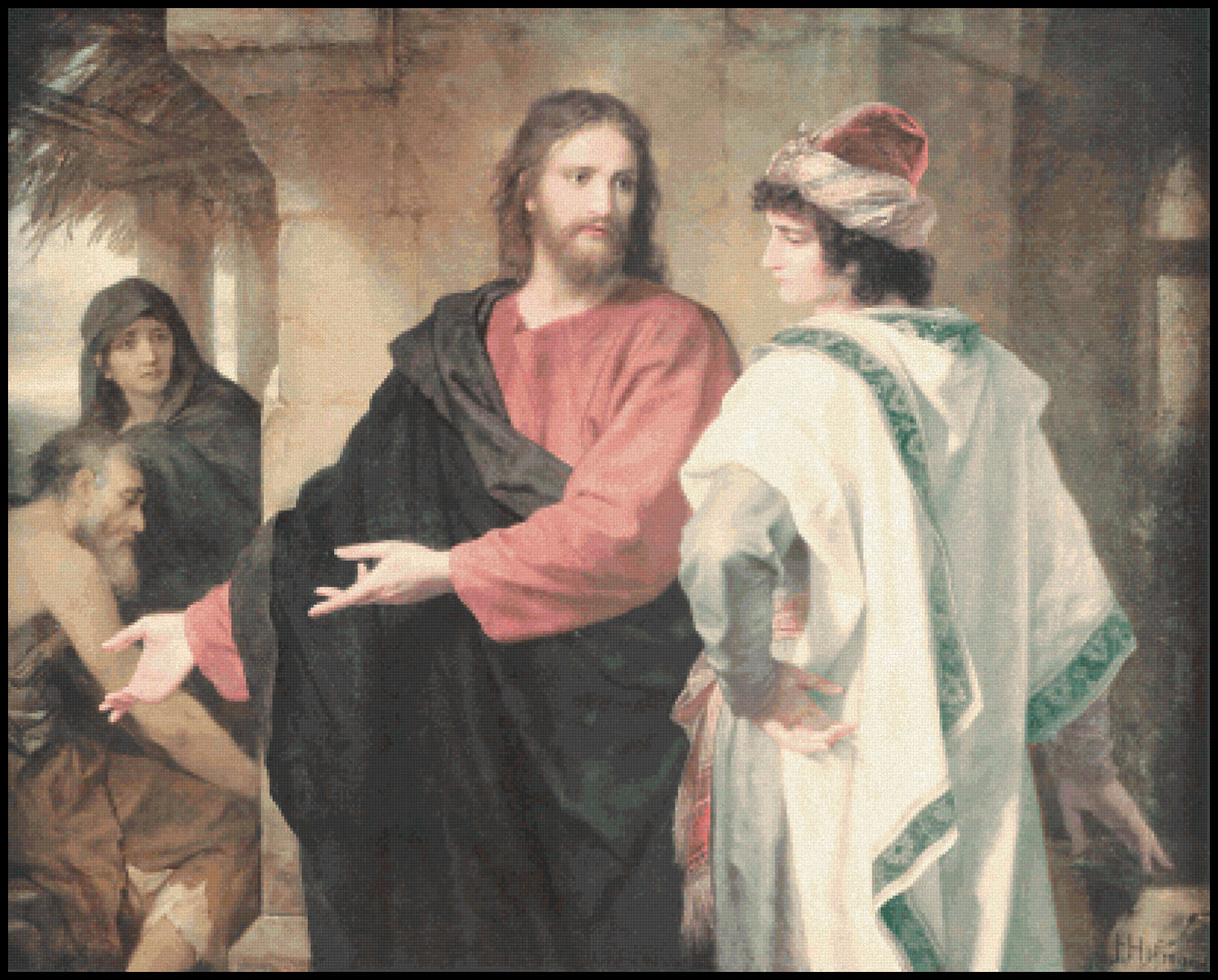 Christ and the Rich Young Ruler Heinrich Hofmann Cross Stitch Pattern