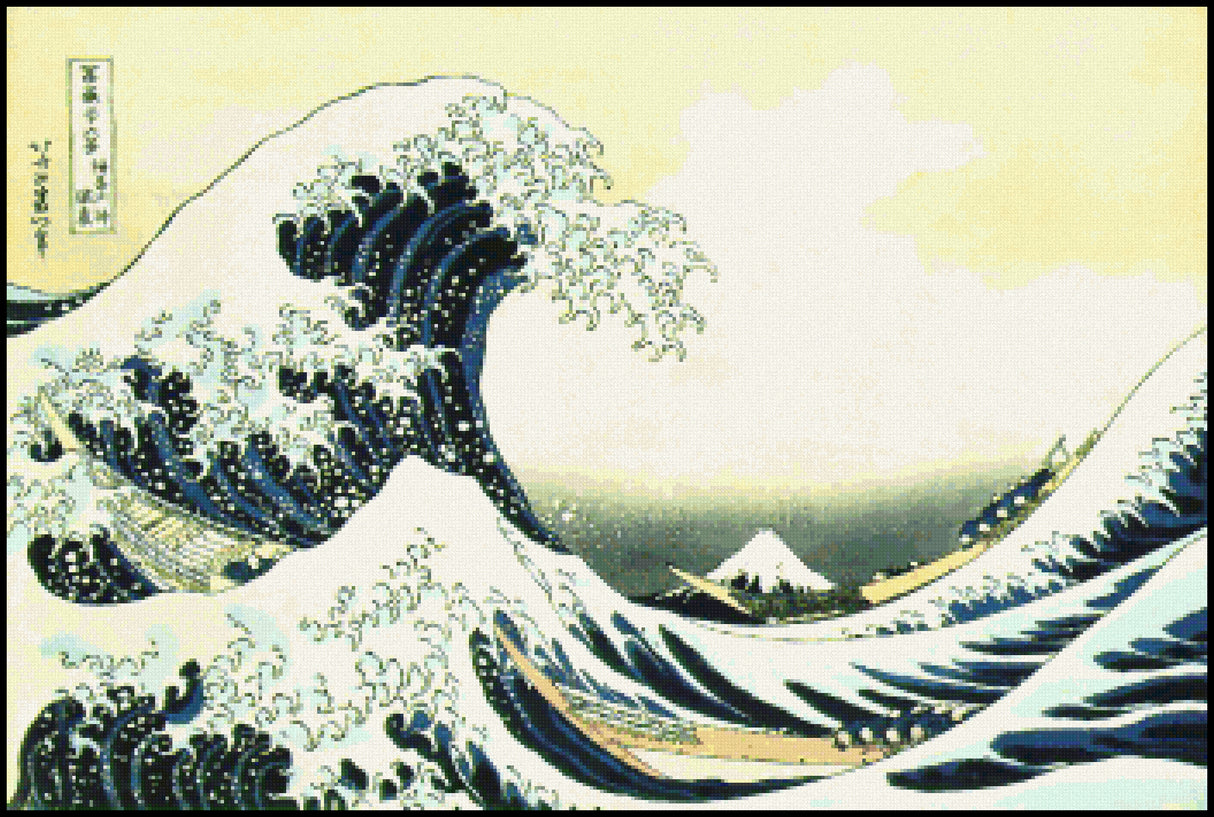 The Great Wave Off Kanagawa Hokusai Cross Stitch Pattern