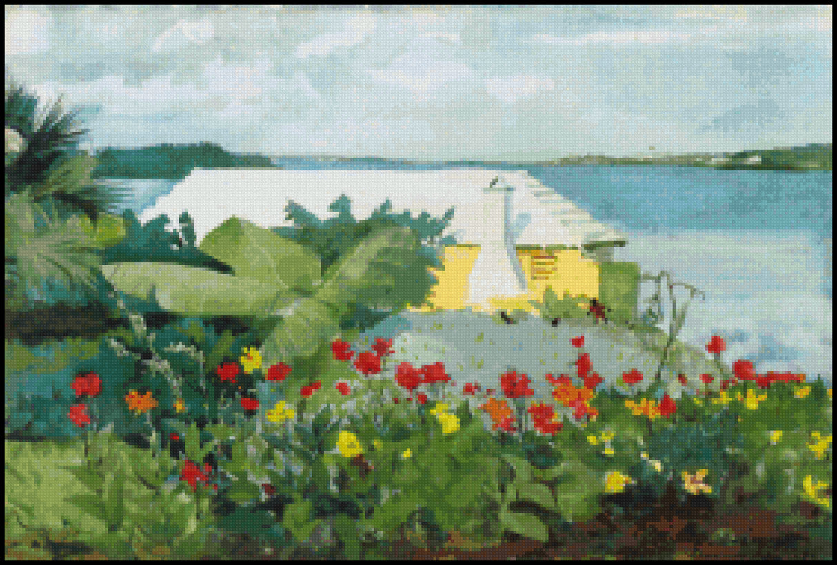 Flower Garden and Bungalow Bermuda Winslow Homer Cross Stitch Pattern