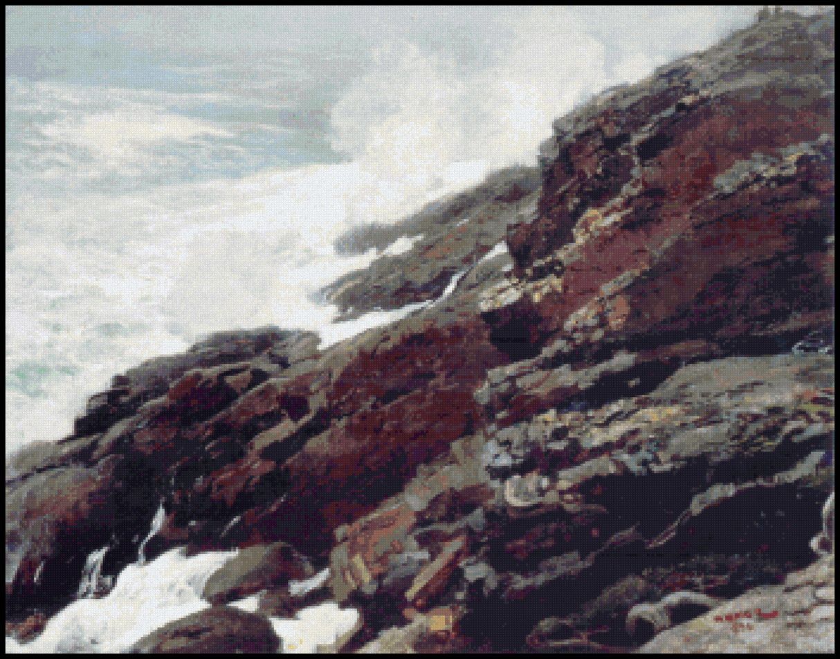 High Cliffs Coast of Maine Winslow Homer Cross Stitch Pattern