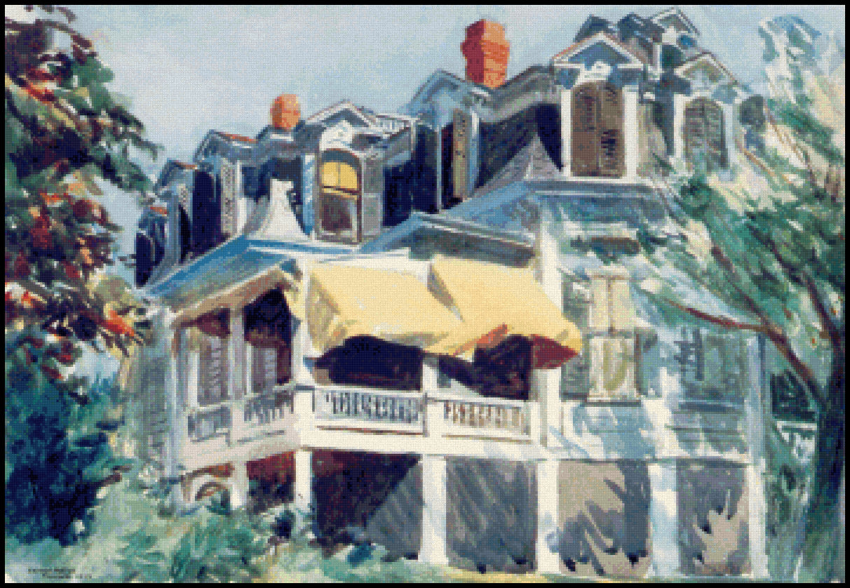 Mansard Roof (smaller) Edward Hopper Cross Stitch Pattern