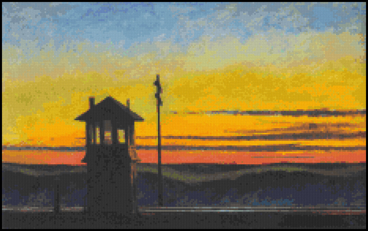 Railroad Sunset Edward Hopper Cross Stitch Pattern