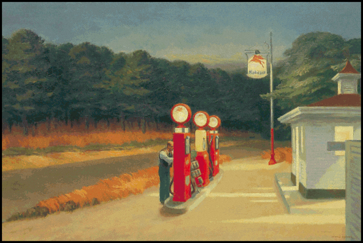 Gas Edward Hopper Cross Stitch Pattern