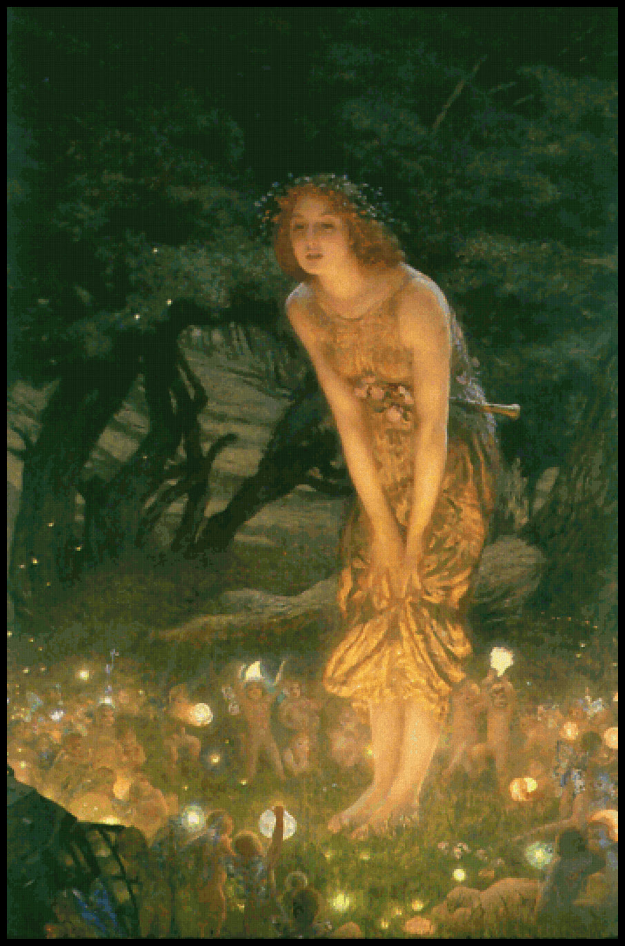 Midsummer Eve Edward Robert Hughes Cross Stitch Pattern