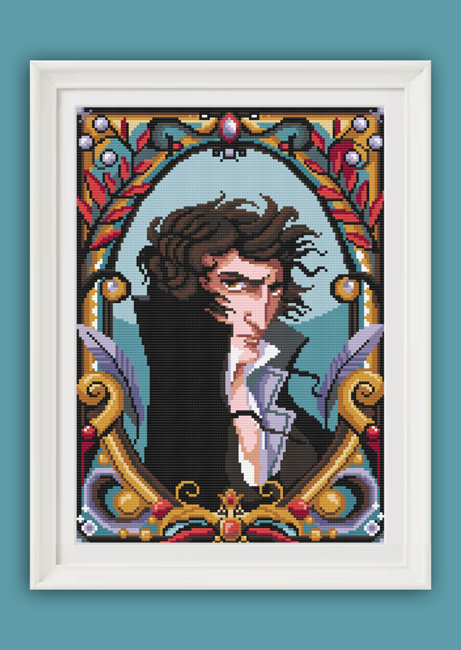 Heathcliff Portrait Emily Brontë Wuthering Heights Cross Stitch Pattern