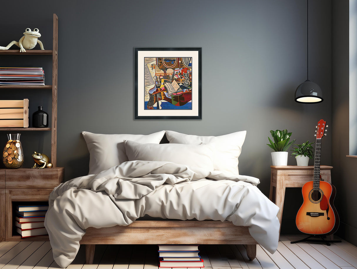 Horse Pipe and Red Flower Miro Cross Stitch Pattern