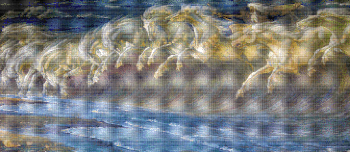 Horses of Neptune Crane Cross Stitch Pattern