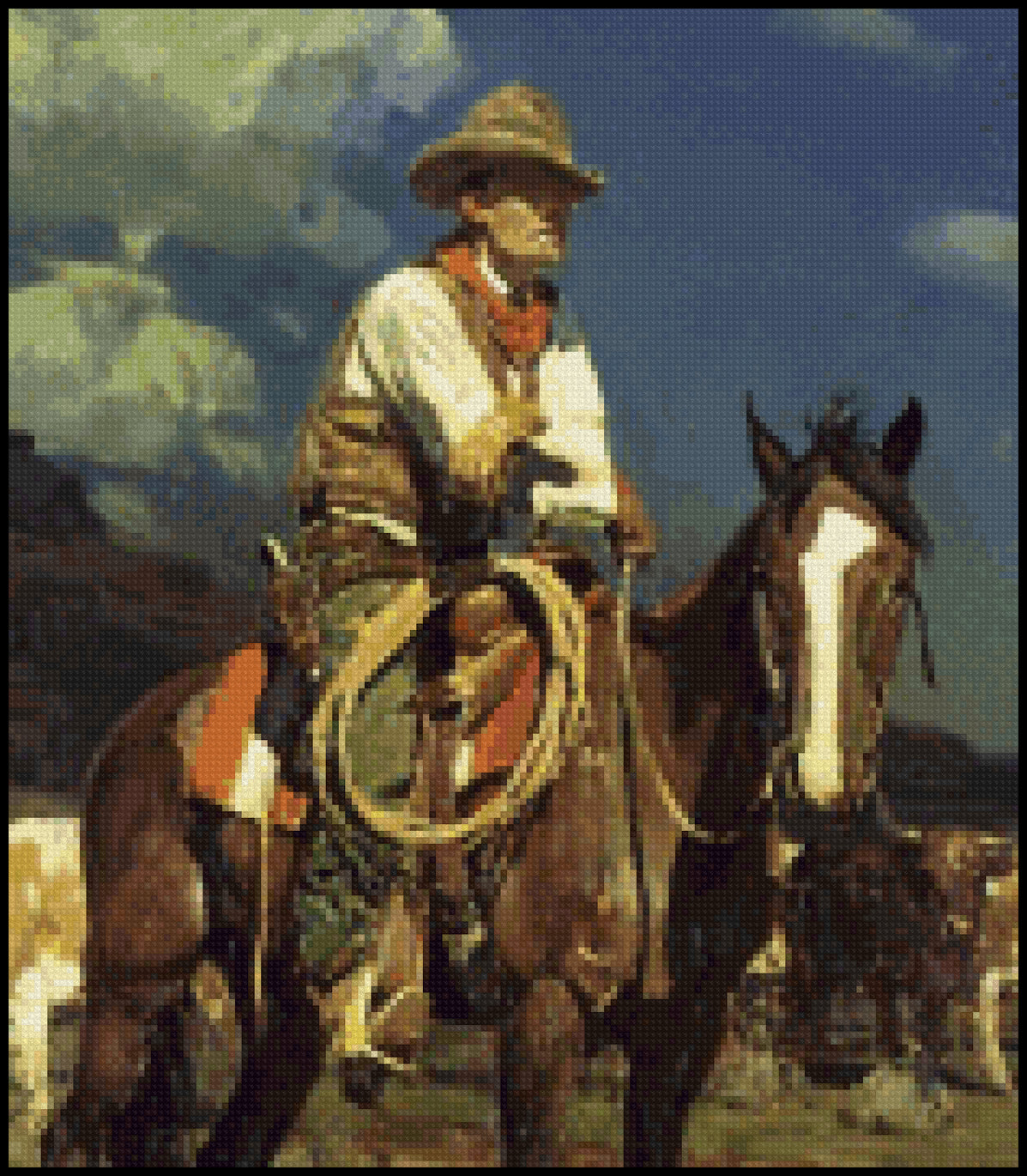 Night Watch (detail) Frank Tenney Johnson Cross Stitch Pattern