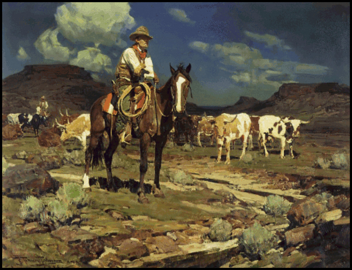 Night Watch Frank Tenney Johnson Cross Stitch Pattern