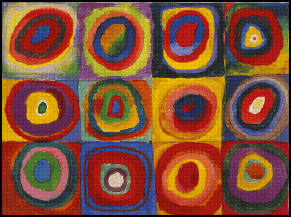 Squares with Concentric Circles Wassily Kandinsky Cross Stitch Pattern