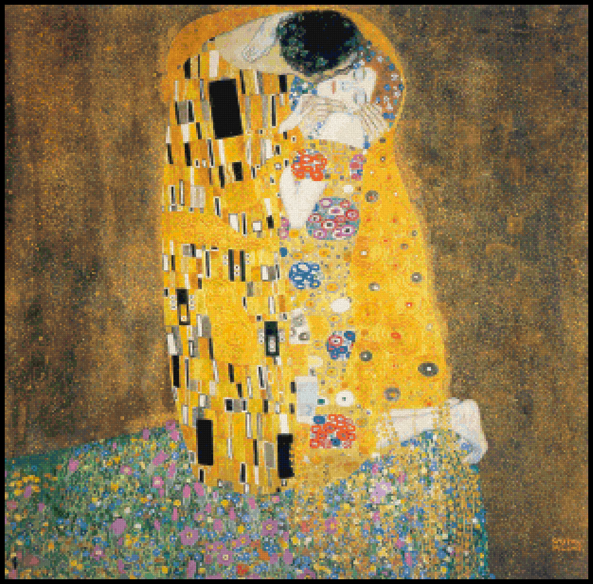 The Kiss Gustav Klimt Cross Stitch Pattern