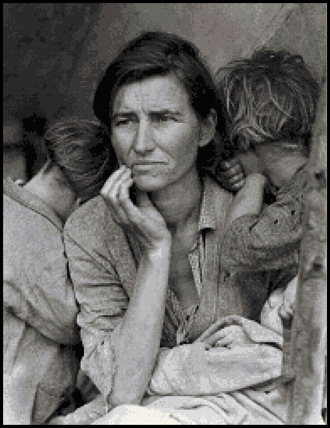 Migrant Mother Dorothea Lange Cross Stitch Pattern