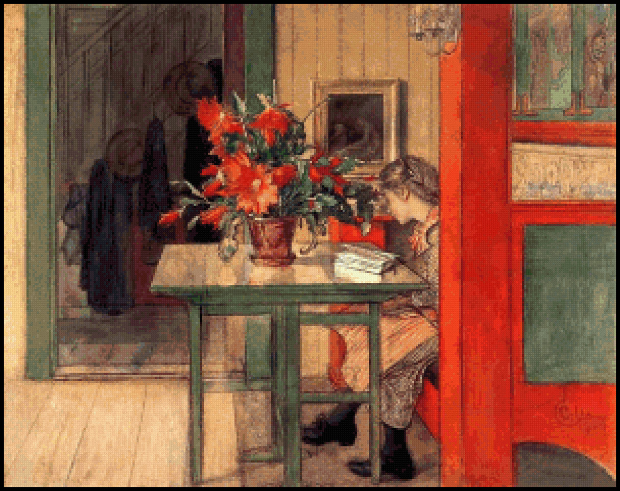 Lisbeth Reading Carl Larsson Cross Stitch Pattern