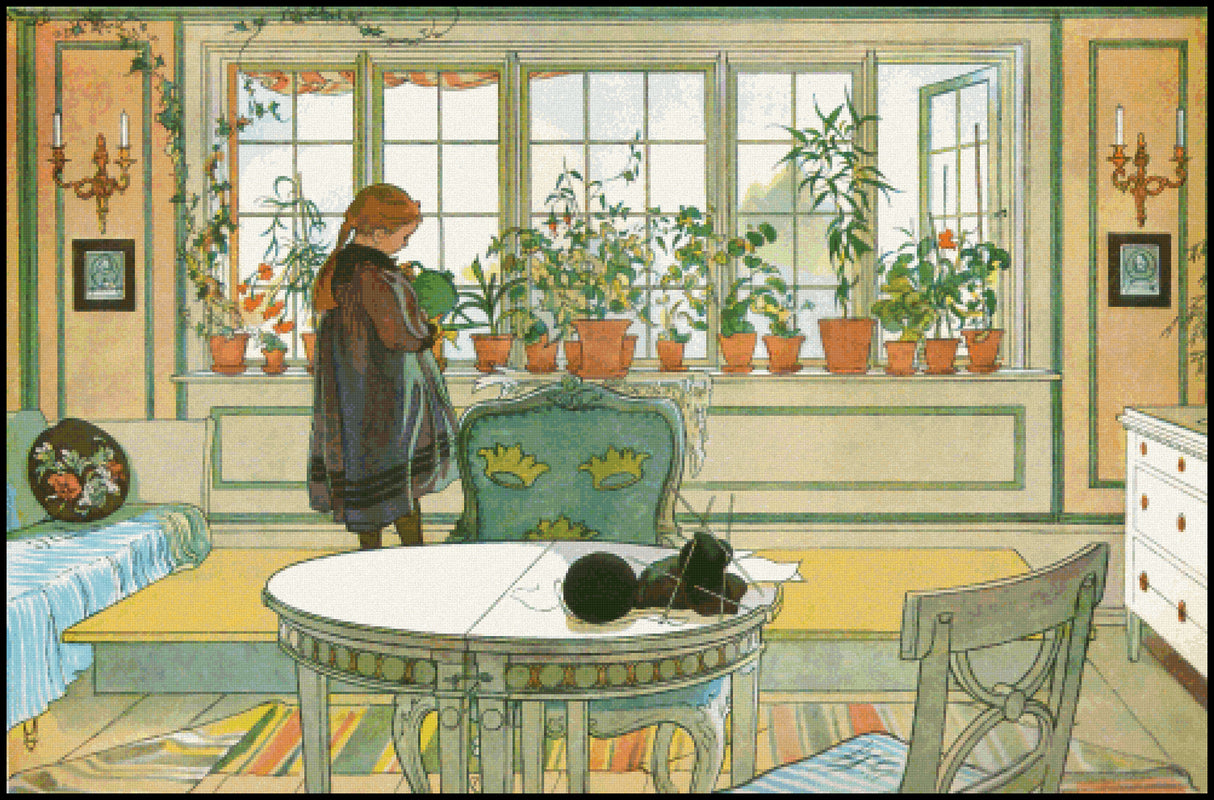 Flower Window Carl Larsson Cross Stitch Pattern