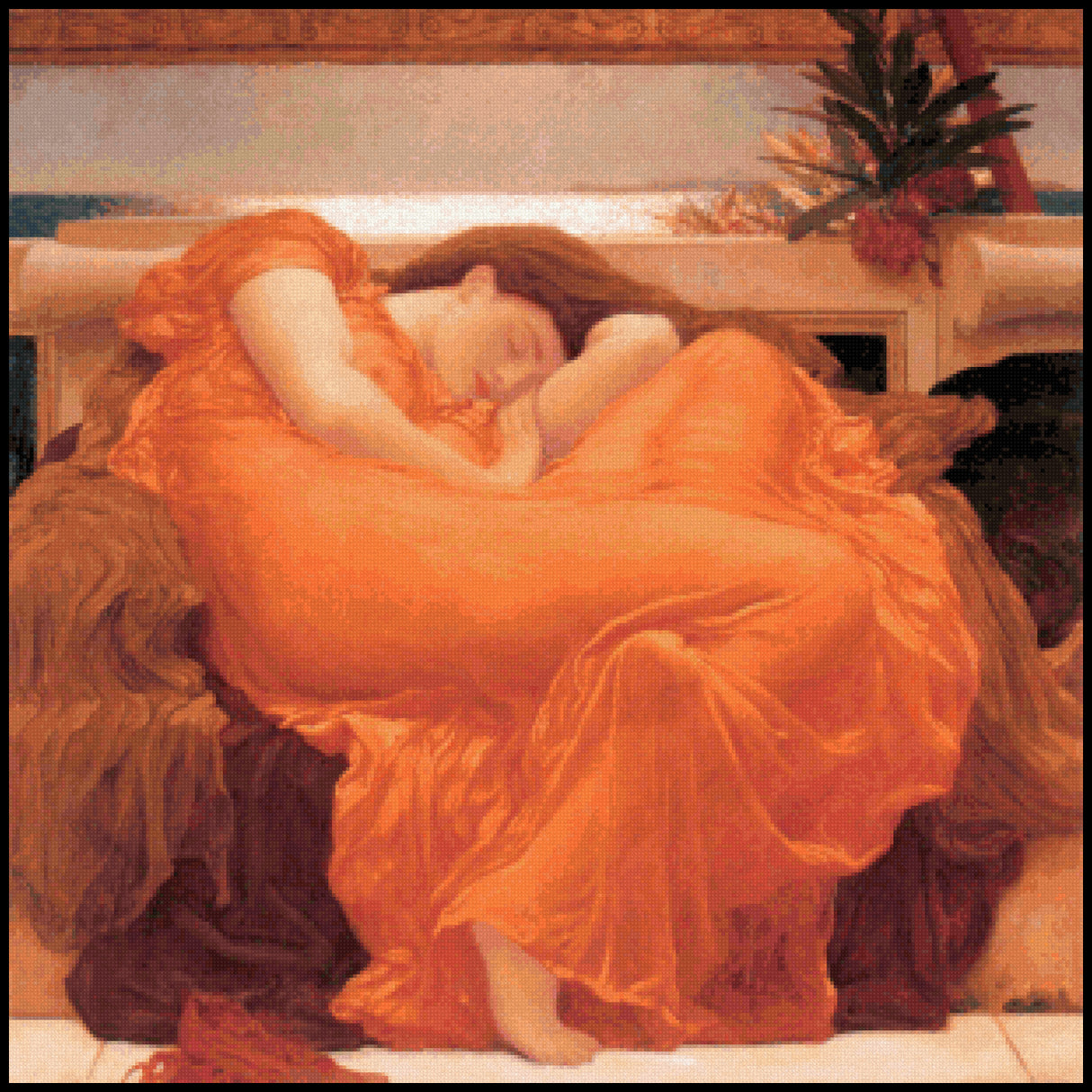 Flaming June Lord Frederic Leighton Cross Stitch Pattern