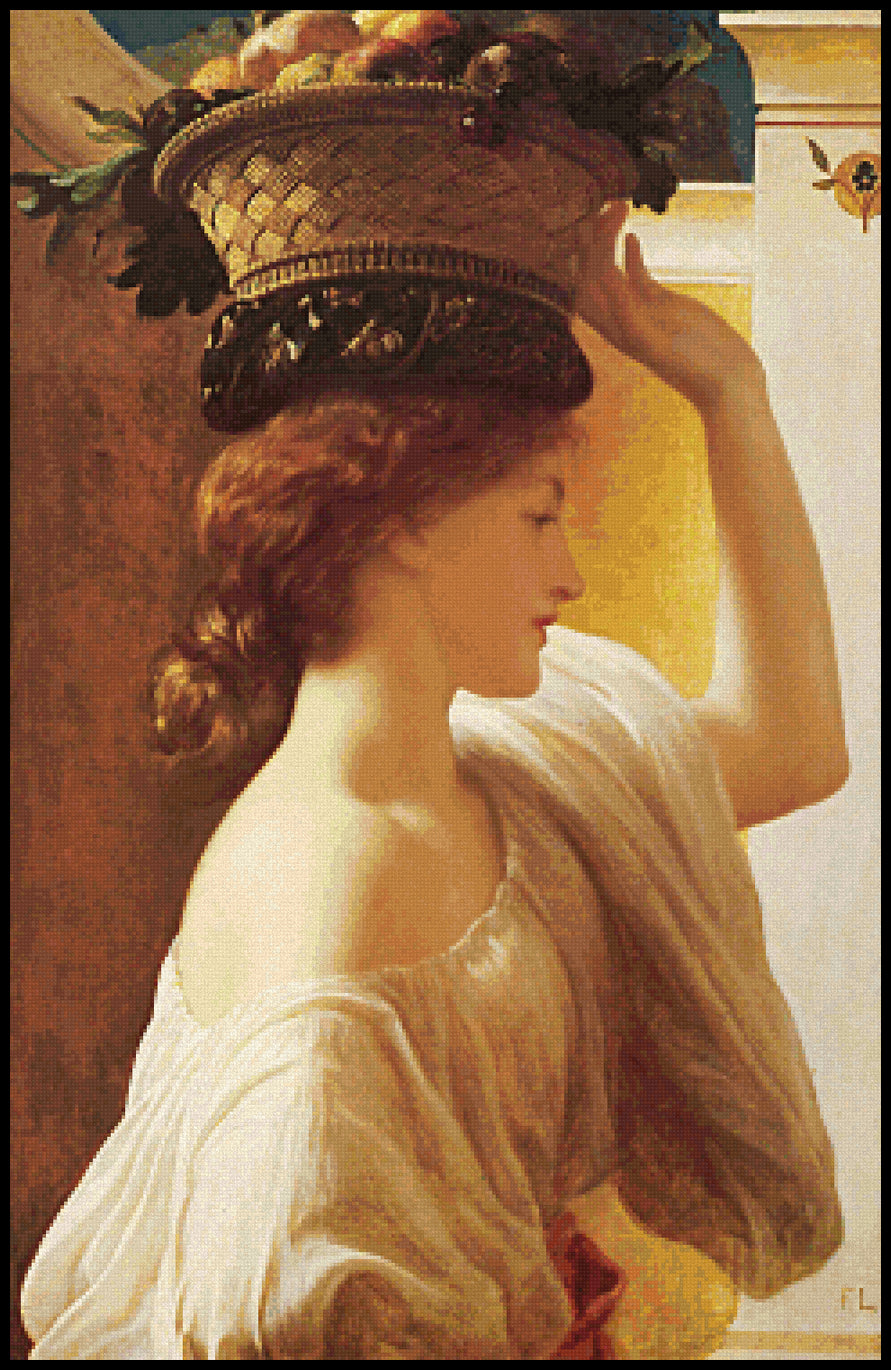 Eucharis A Girl with a Basket of Fruit Lord Frederic Leighton Cross Stitch Pattern