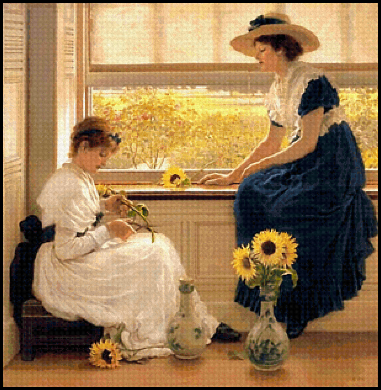 Sun and Moon Flowers G. D. Leslie Cross Stitch Pattern