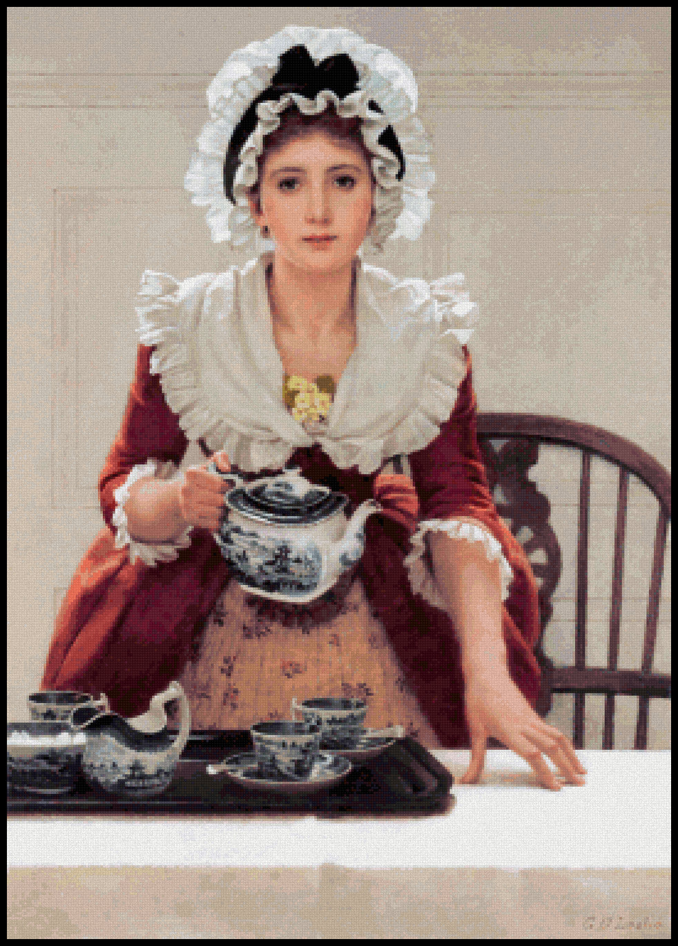 Tea G. D. Leslie Cross Stitch Pattern