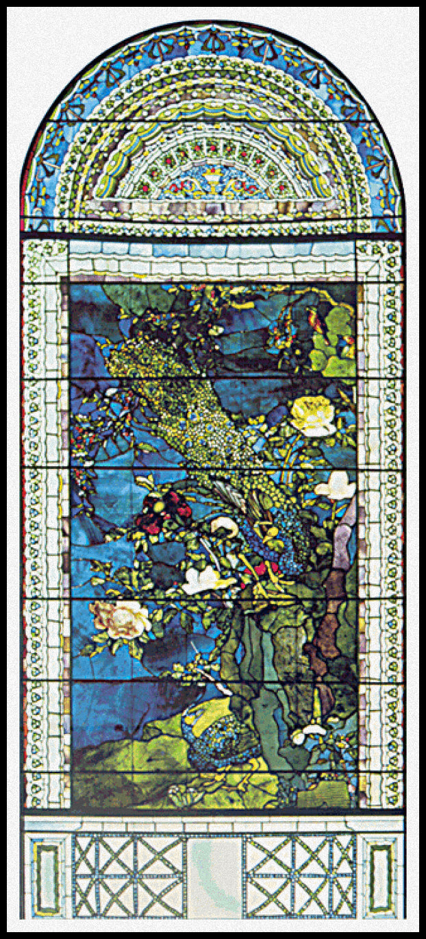 Peacocks and Peonies I John La Farge Cross Stitch Pattern