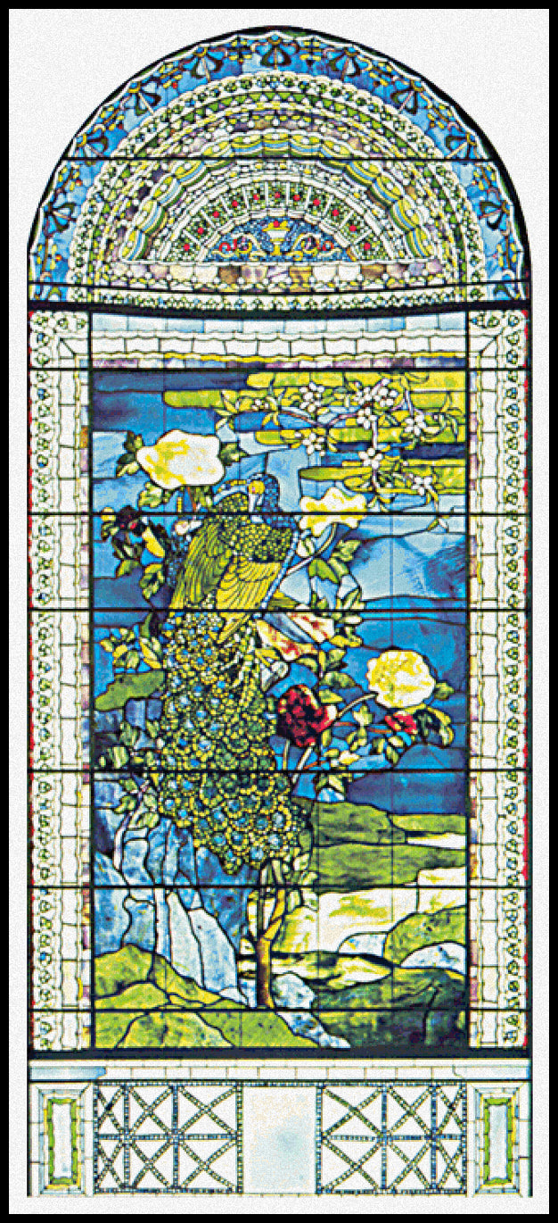 Peacocks and Peonies II John La Farge Cross Stitch Pattern