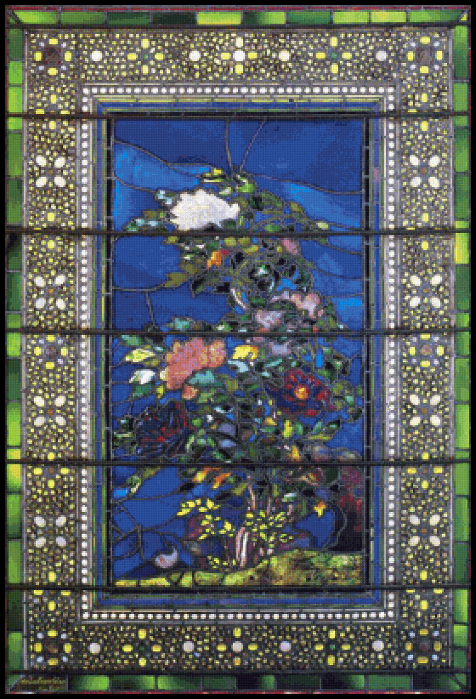 Peonies Blown in the Wind John La Farge Cross Stitch Pattern