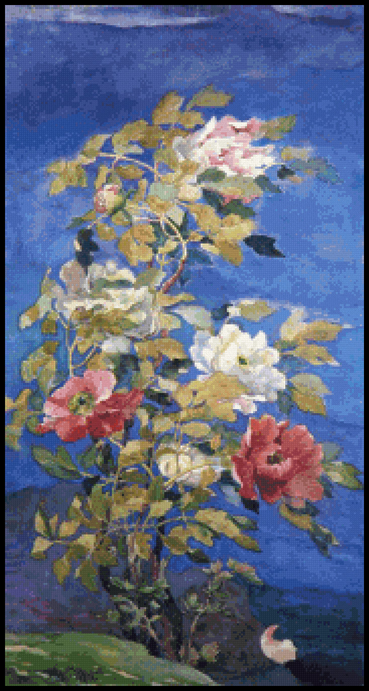 Peonies in a Breeze John La Farge Cross Stitch Pattern