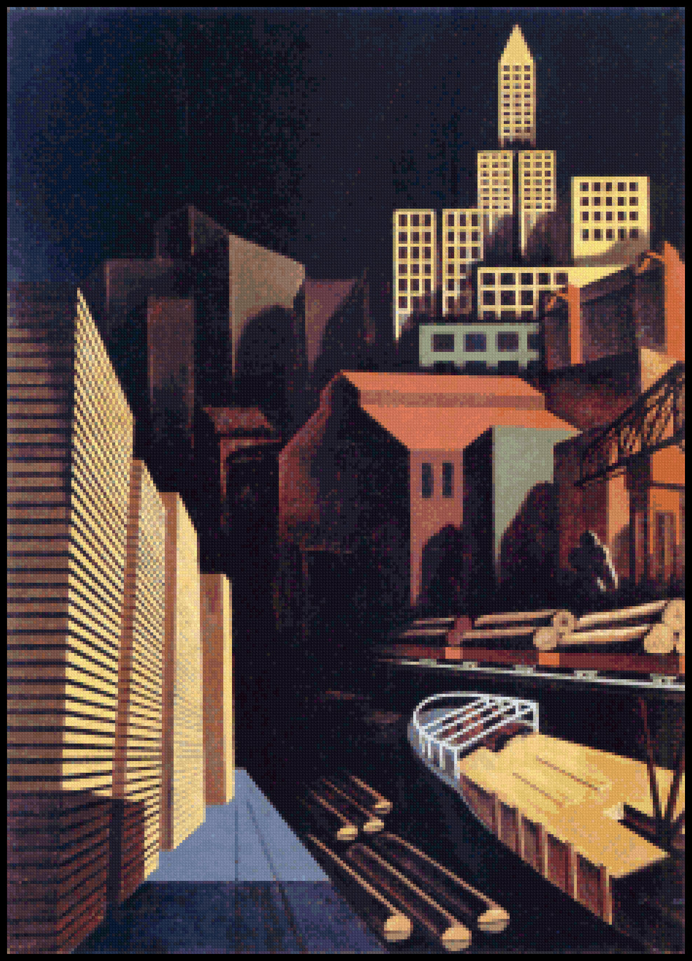 Seattle Louis Lozowick Cross Stitch Pattern