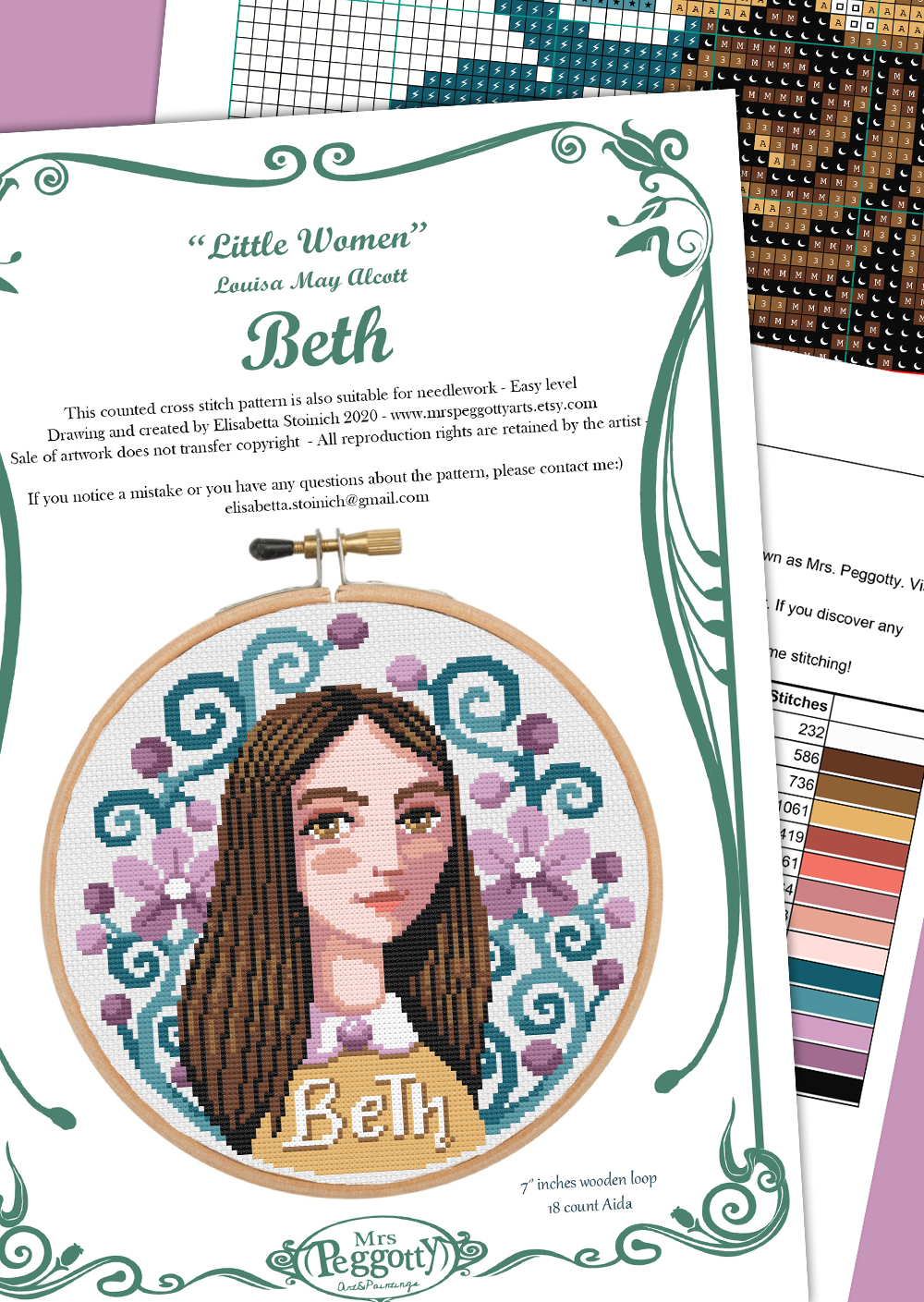 Beth March Little Women Cross Stitch Pattern