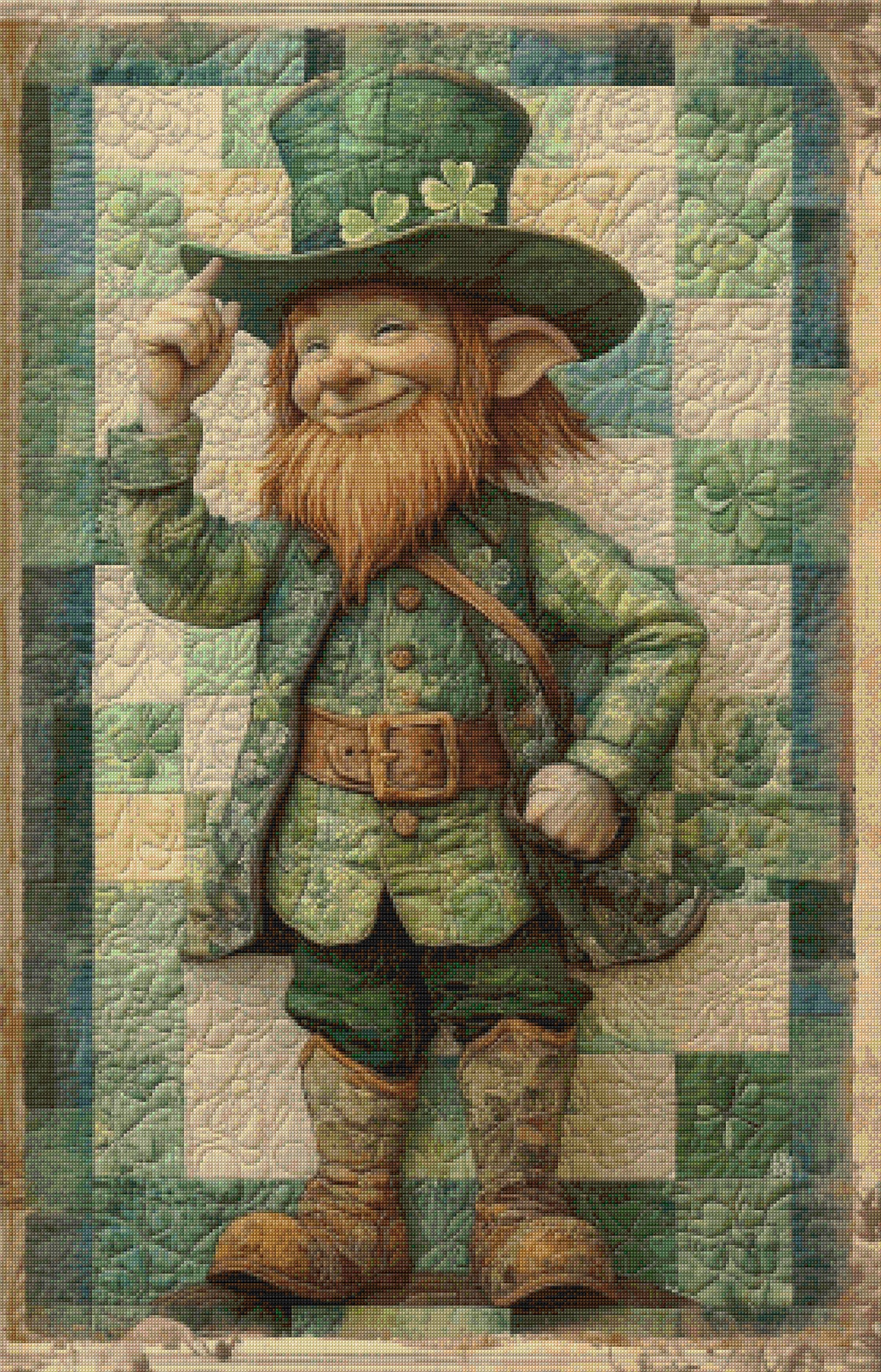 Leprechaun Greeting Cross Stitch Pattern