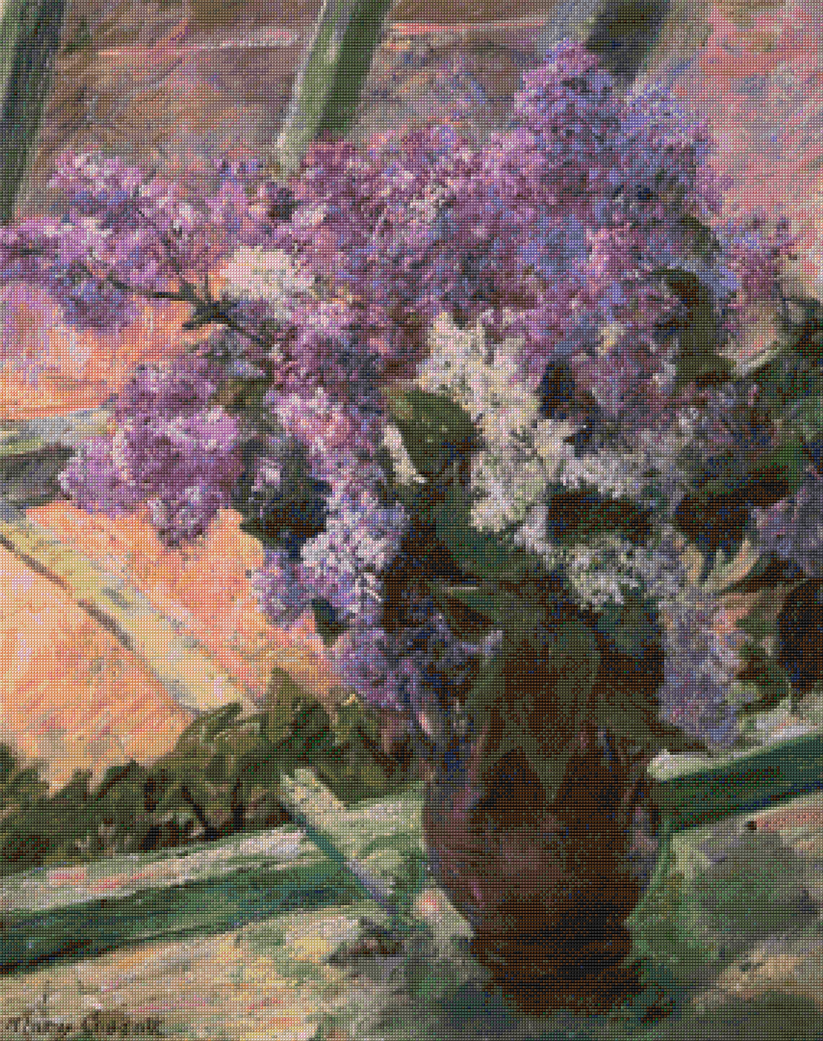 Lilacs in a Window Cassatt Cross Stitch Pattern