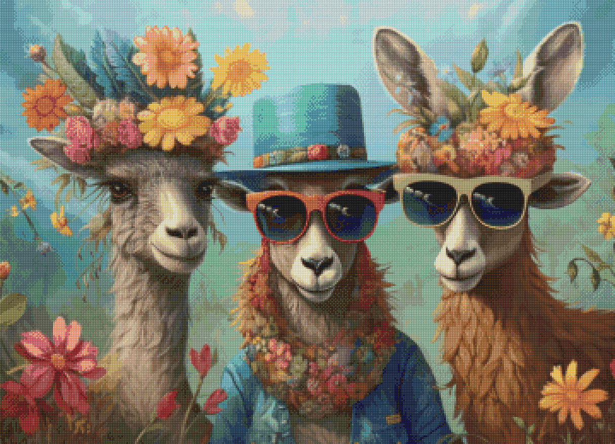 Llamas Gone Wild Cross Stitch Pattern