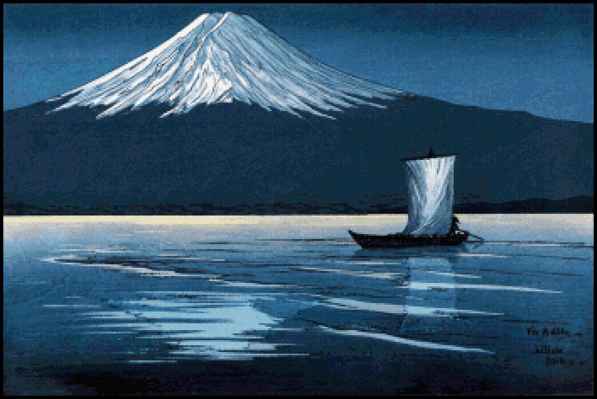 Moonlight on Mt. Fuji Lilian May Miller Cross Stitch Pattern