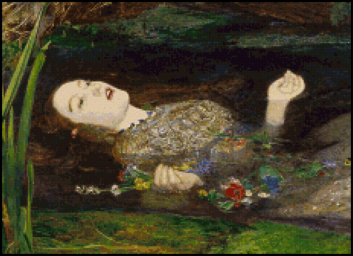 Ophelia (detail) John Everett Millais Cross Stitch Pattern
