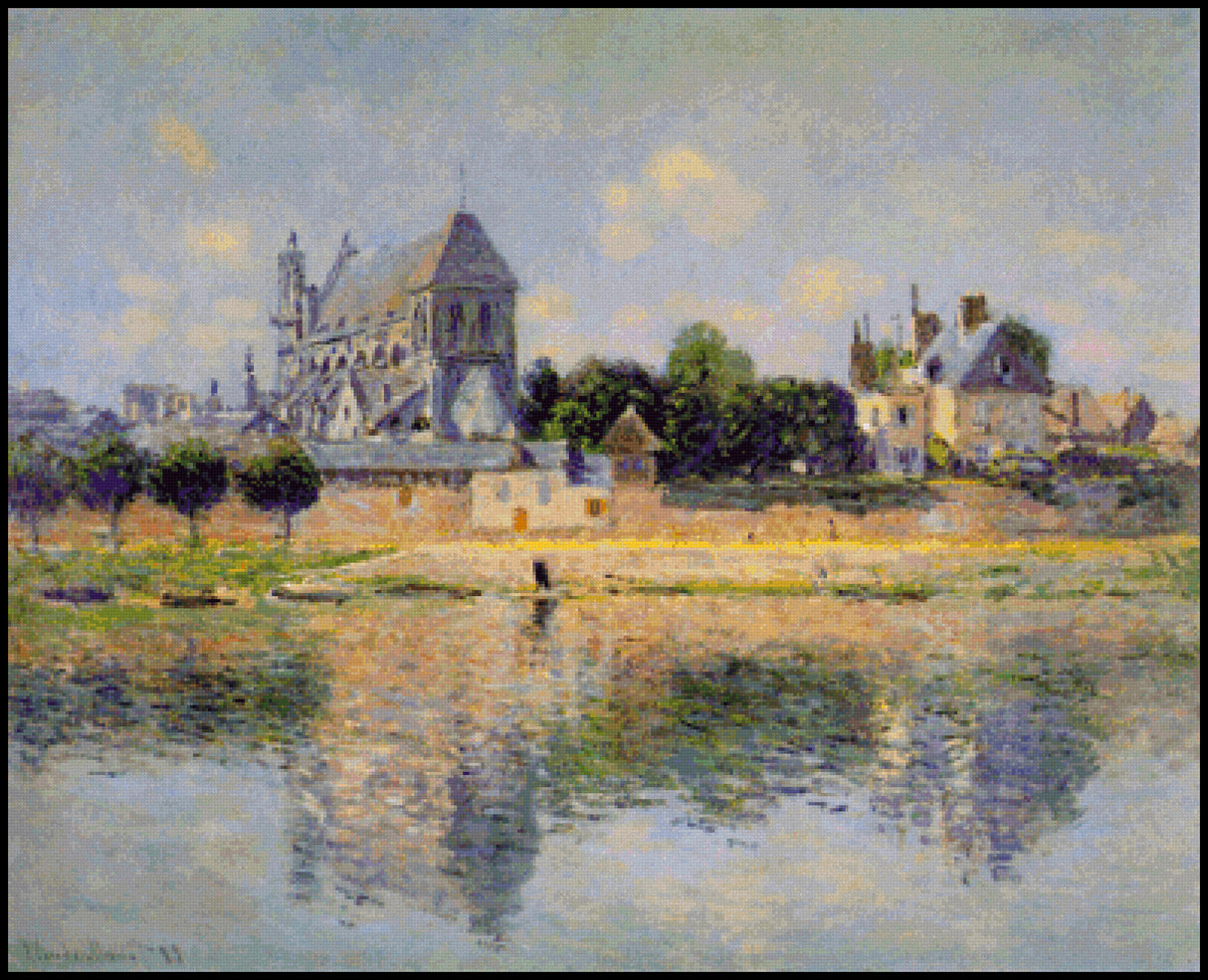 The Church at Vernon Claude Monet Cross Stitch Pattern